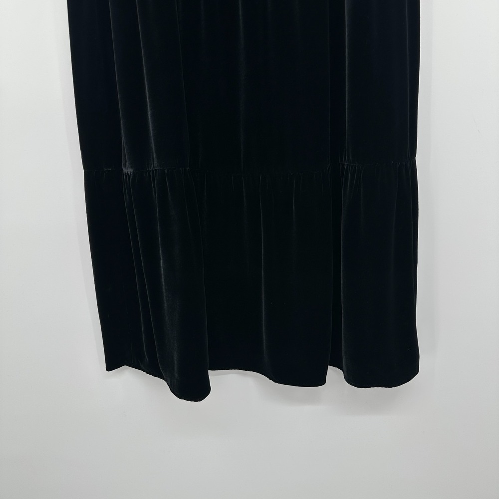 Vintage Liz Claiborne Black Velvet Maxi Skirt Size 12 Lined Tiered Romantic Silk - Picture 4 of 9